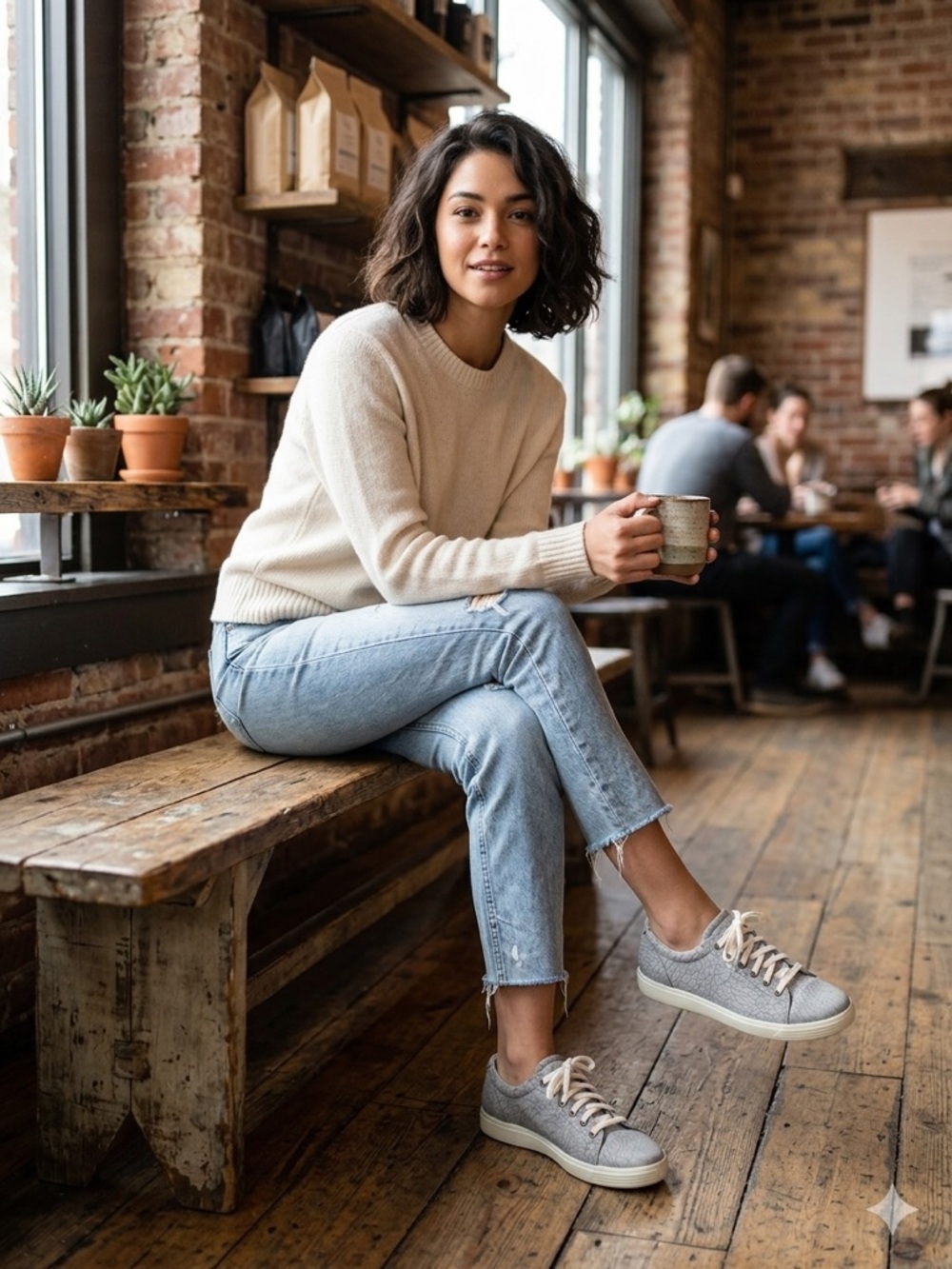 Ecco Grey Knit Low-Top Sneakers